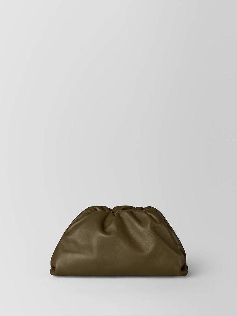 BOTTEGA VENETA Butter Calfskin The Mini Pouch in Green Kaki Fondente
